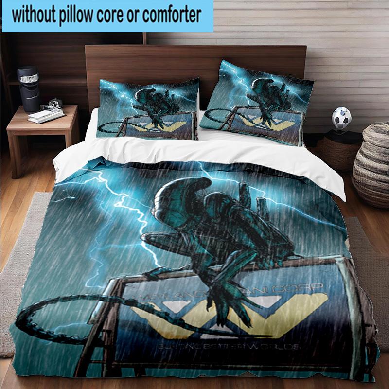 3PCS Alien Horror Artwork 3pcs Bedding,Including 3PCS Duvet Cover And 2pcs Pillowcases Perfect for Christmas,Ideal for Bedroom, Dormitory