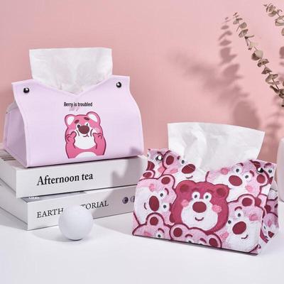 LIEI Cute Cartoon Strawberry Bear Tissue Box
