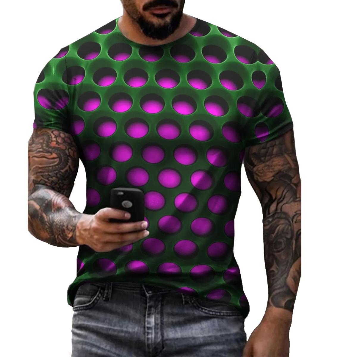 

Мужские летние новые стильные 3D-печатные модные удобные футболки с короткими рукавами и топы XXXXXL фиолетовый