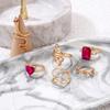 Six-piece new ruby inlaid snake-shaped cross ring set love square diamond ring set of six.