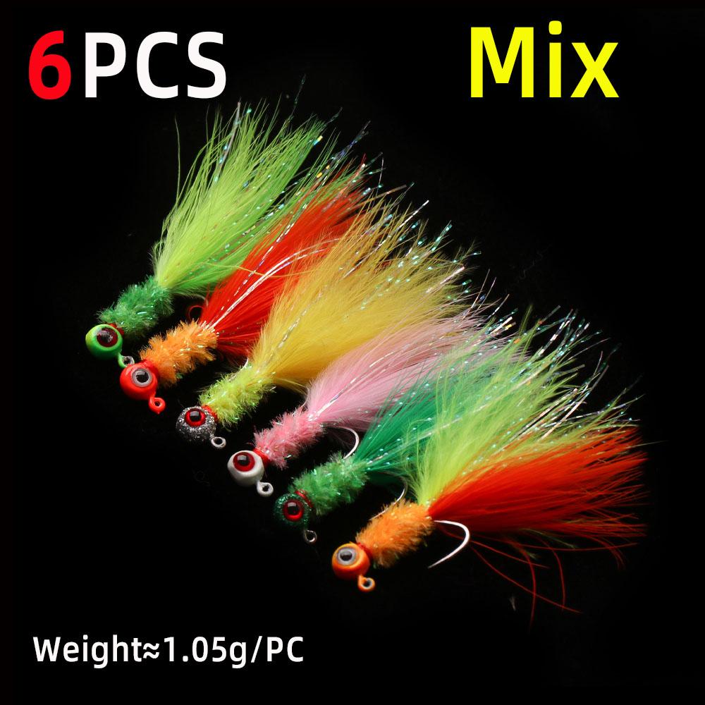 

6 шт. 6 цветов крючки для ловли марабу краппи джиг головка крючок для подледной рыбалки панфиш синежаберный форель судак рыболовный крючок