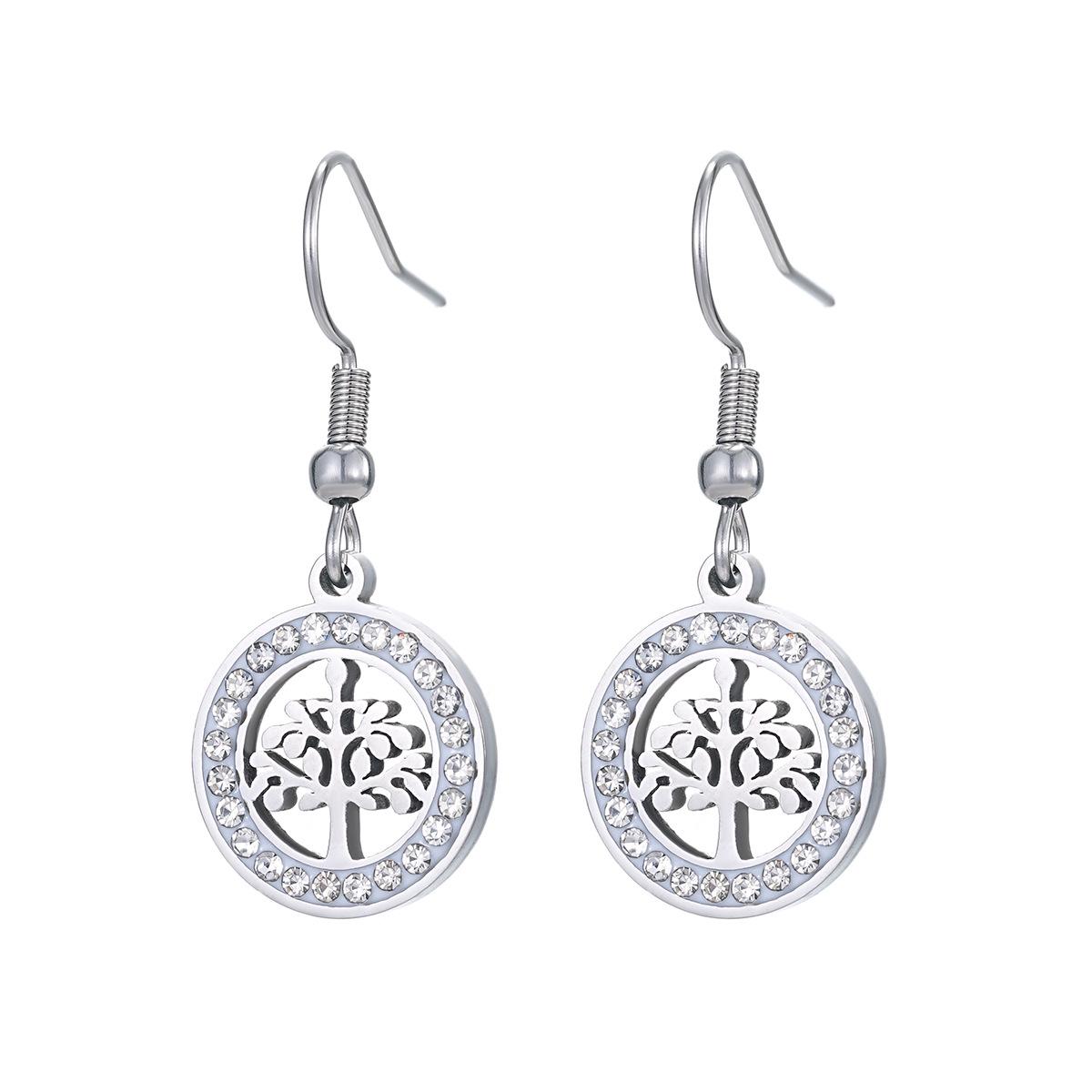 

Комплект из серег и подвески из нержавеющей стали «Дерево жизни», женские духовные украшения с фианитами, символический подарок на тему природы