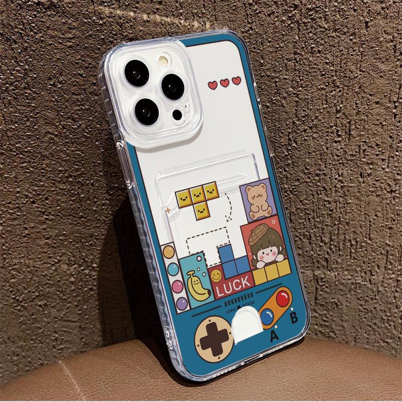 Card Slot Holder Silicone Wallet Pocket Case For Xiaomi Redmi Note 12 13 Pro Oppo A38 A58 A78 Vivo Y21 Y22 Samsung A54 A24 Cover Clear Phone Bumper
