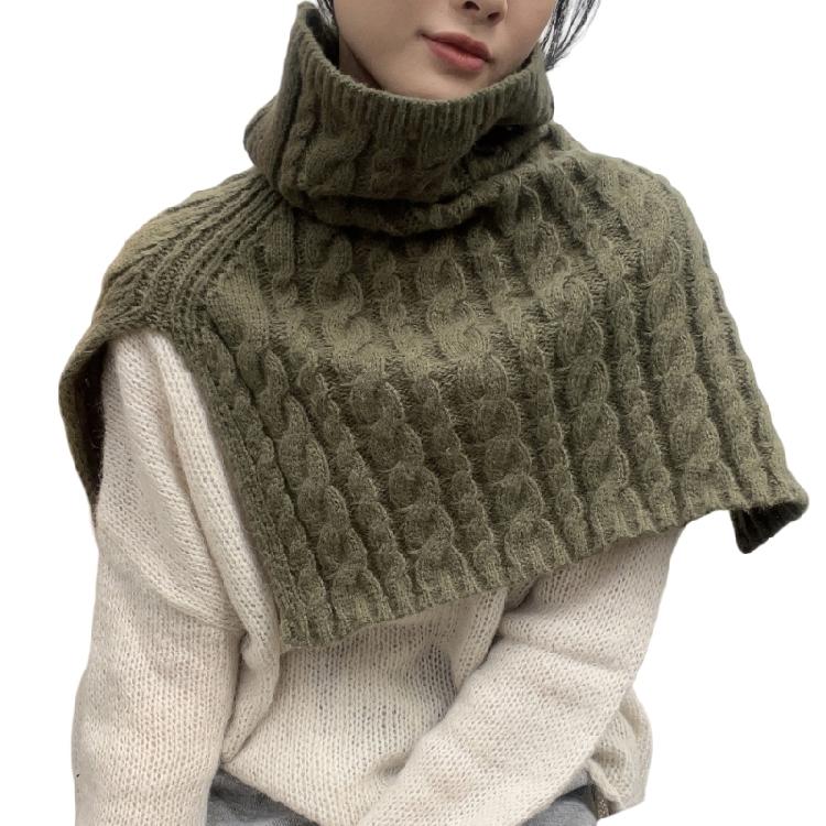 Шарф-воротник для женщин вязаный шарф мужской женский воротник-гольф шарф эластичный армия зеленый