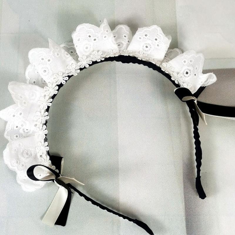 Maid Headbands Women Girls Lolitas Headbands Soft Fabric Headwear Lovely Hair Band for Role Playing and Fashion