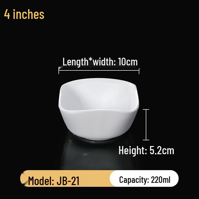 Melaminová sada čtvercových misek: Ideální pro Hot Pot, Omáčky, Rýži, Kaši a Polévku - Pro Komerční a Restauranční Použití.