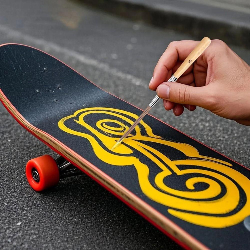 5Pcs Soft Elastic Bristles Long Line Brush Set Wood  Handle Watercolor Drawing Brushes  Marking