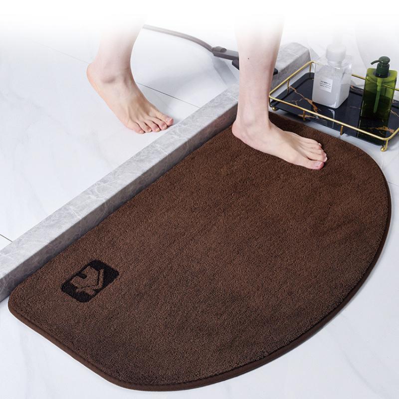 Luxurious Semi-Circular Memory Foam Bath Mat, Ultra Absorbent Bathroom Mat Anti-Slip Toilet Rug
