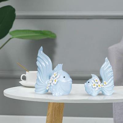 Modern Minimalist Sky Love Fish Art Figures | Beautiful Home Decor- (Set of 2 Pcs , Sky) Latest