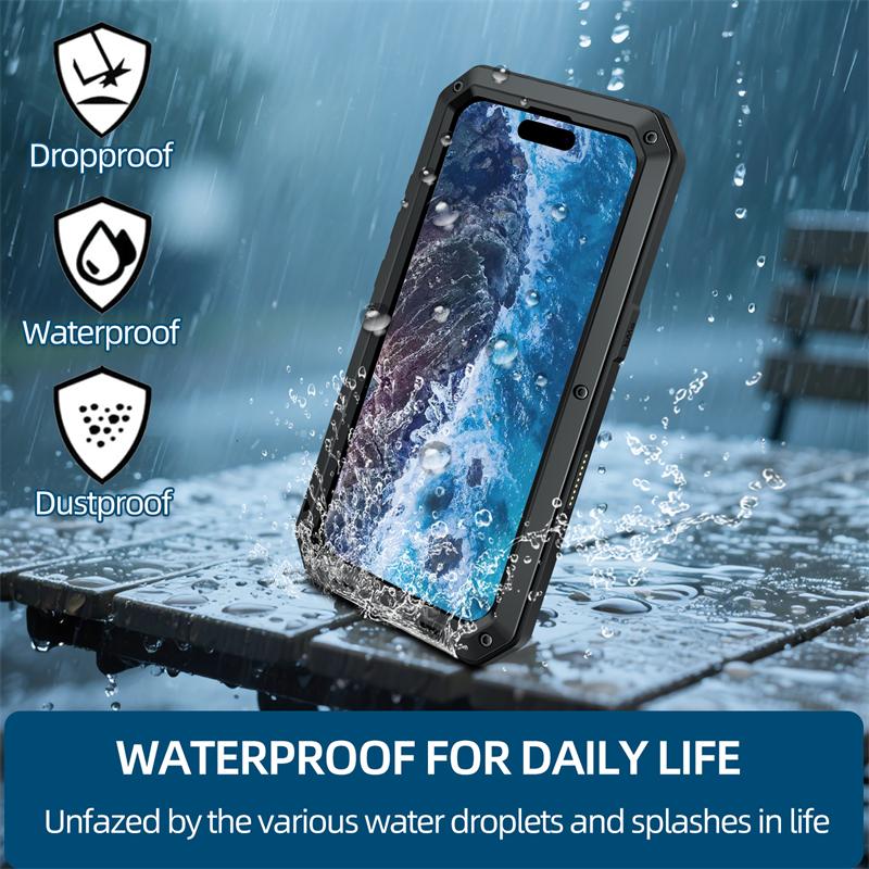 Heavy Duty Protection Armor Metal Aluminum Case for iPhone 17 16e 15 14 13 12 mini 11 Pro 7 8 Plus XS Max XR SE Shockproof Cover