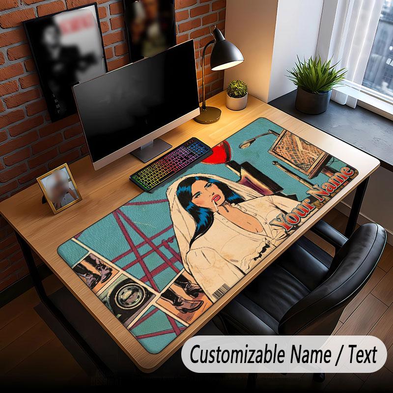 Custom Name Extended Mouse Pad,Lana Del Rey Gaming Desk Mat For Home Office Desktop Decor