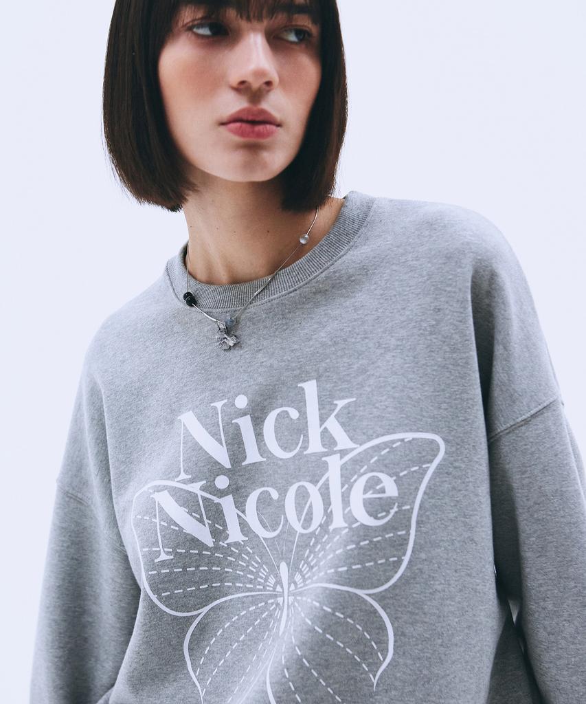 Nigaennikol Butterfly Signature Sweatshirt_Gray White