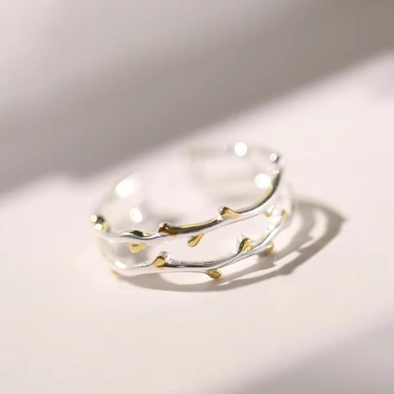 925 Silver Branch Ring For Women Jewelry Finger Adjustable Open Ring For Party Birthday Gift