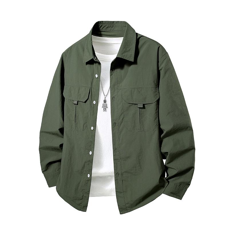 Quick Drying Long Sleeved Shirt for Men Outdoor with Added Fat and Oversized Top, Sports Breathable Workwear Shirt