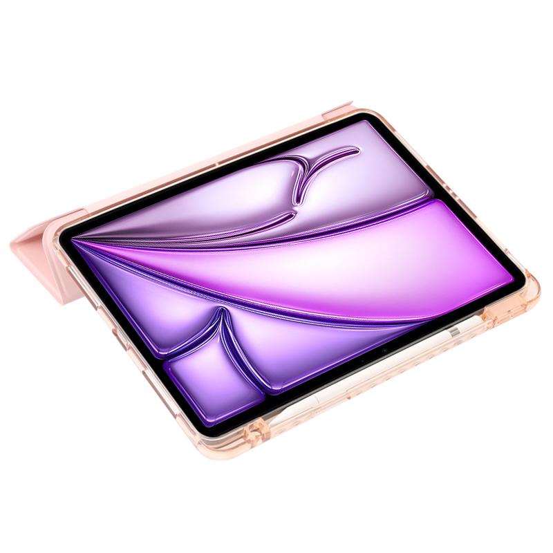 For iPad Air 13 (2025)/(2024) Case Tri-Fold Stand Acrylic Back PU Leather Anti Fall Tablet Cover