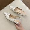 Pink Bag Head Sandals Women's 2025 New Bow Back Empty Fashion Versatile Pointed Single Shoes French Style