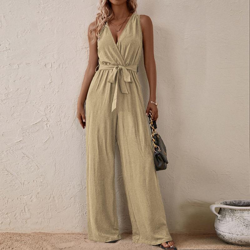 Women's New Halter Jumpsuit Straps High Waist Sleeveless Jumpsuit Fashion Casual Suit
