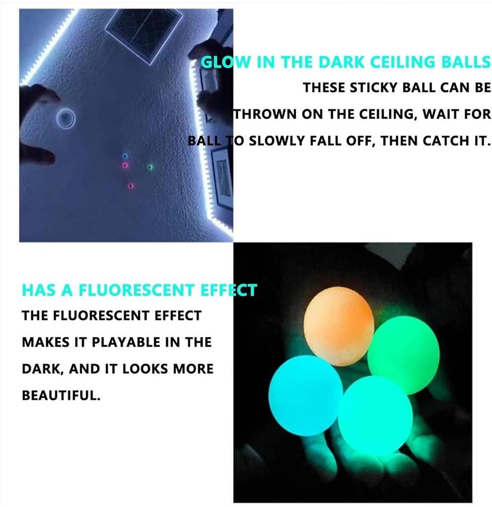 Ball 6cm Ceiling Glow In Sticky Ball Luminous Toy Relieve Stress Gifts Prop