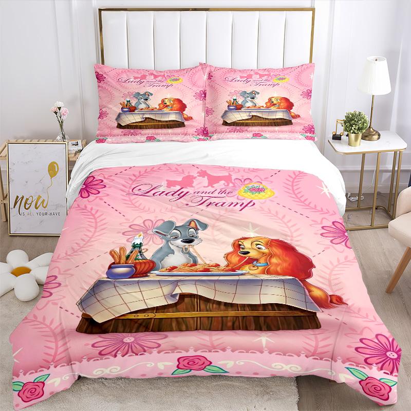 Lady Tramp Romance Print 3Pcs Bedding Setduvet Cover With 2 Bedropillowcase Home Birthday Gift