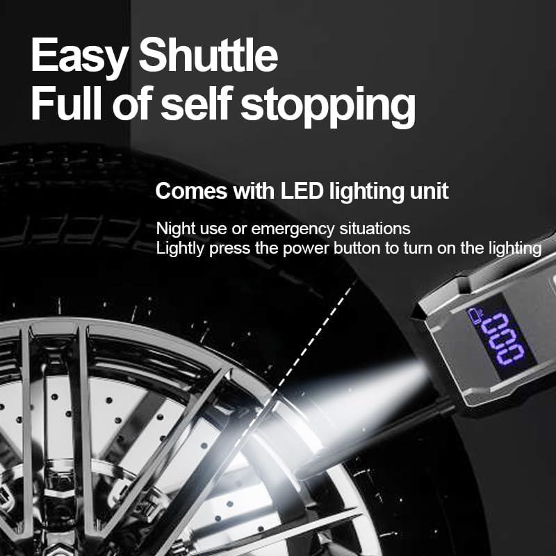 Portable Cordless Tire Inflator LCD Digital 150 PSI Air Compressor 8000mAh Rechargeable Air Pump with Preset Tire Pressure