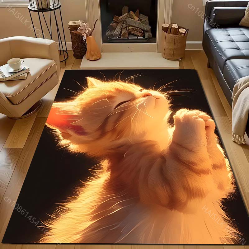 

Praying Cat Print Carpet for Bedroom Living Room Bedside Sofa Floor Mat Modern Home Decor Play Area Rug Machine Wash 40x60cm (16x24in)