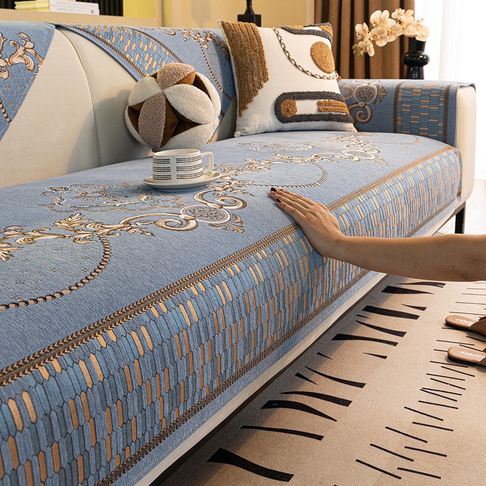 

Light Luxury Chenille Jacquard Sofa Cushion Non-Slip High-End Sofa Cover Nordic Simple Thickened Seat Cushion Cover Cloth Four Seasons 70*70cm