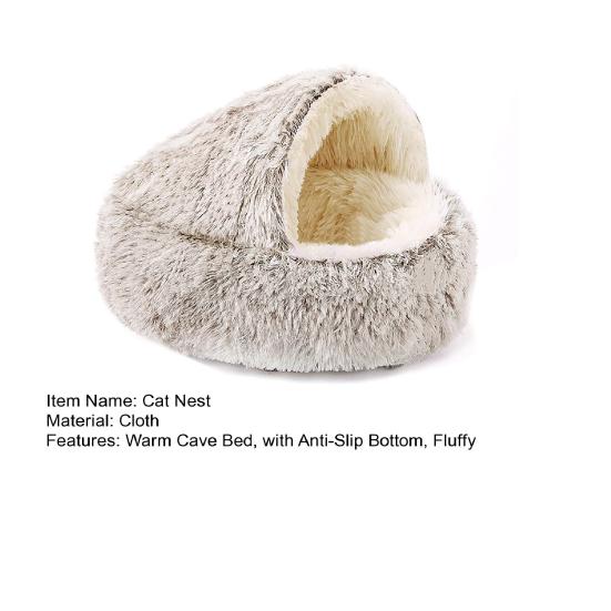 Katzen Nest Bett Flauschig Bezogenes Katzenhöhlenbett Warmes Flauschiges Haustierbett mit Rutschfester Unterseite Welpen Beruhigungsbett für Kleine Hunde Katzen