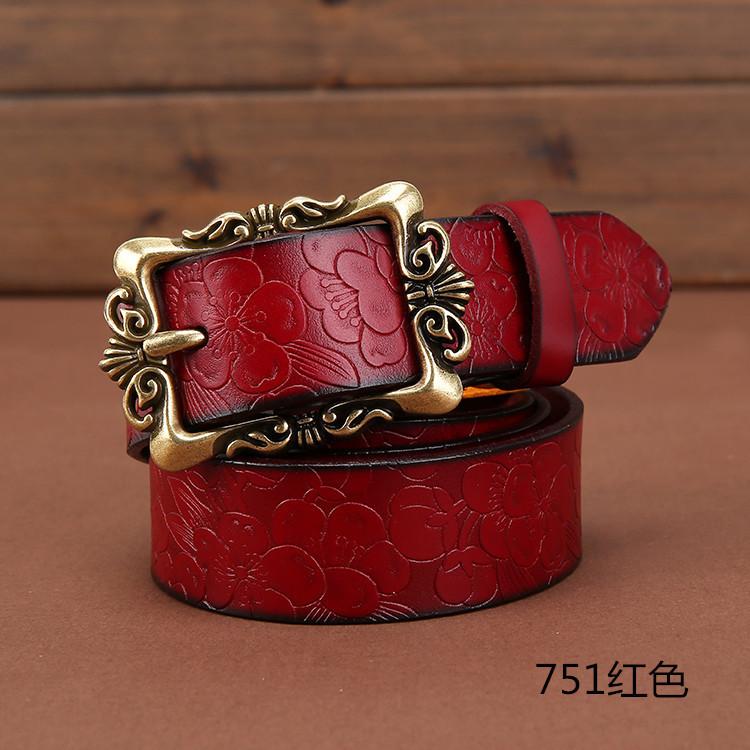 Genuine Womens Leather Belt Simple Design Alloy Buckle Casual Formal Attire