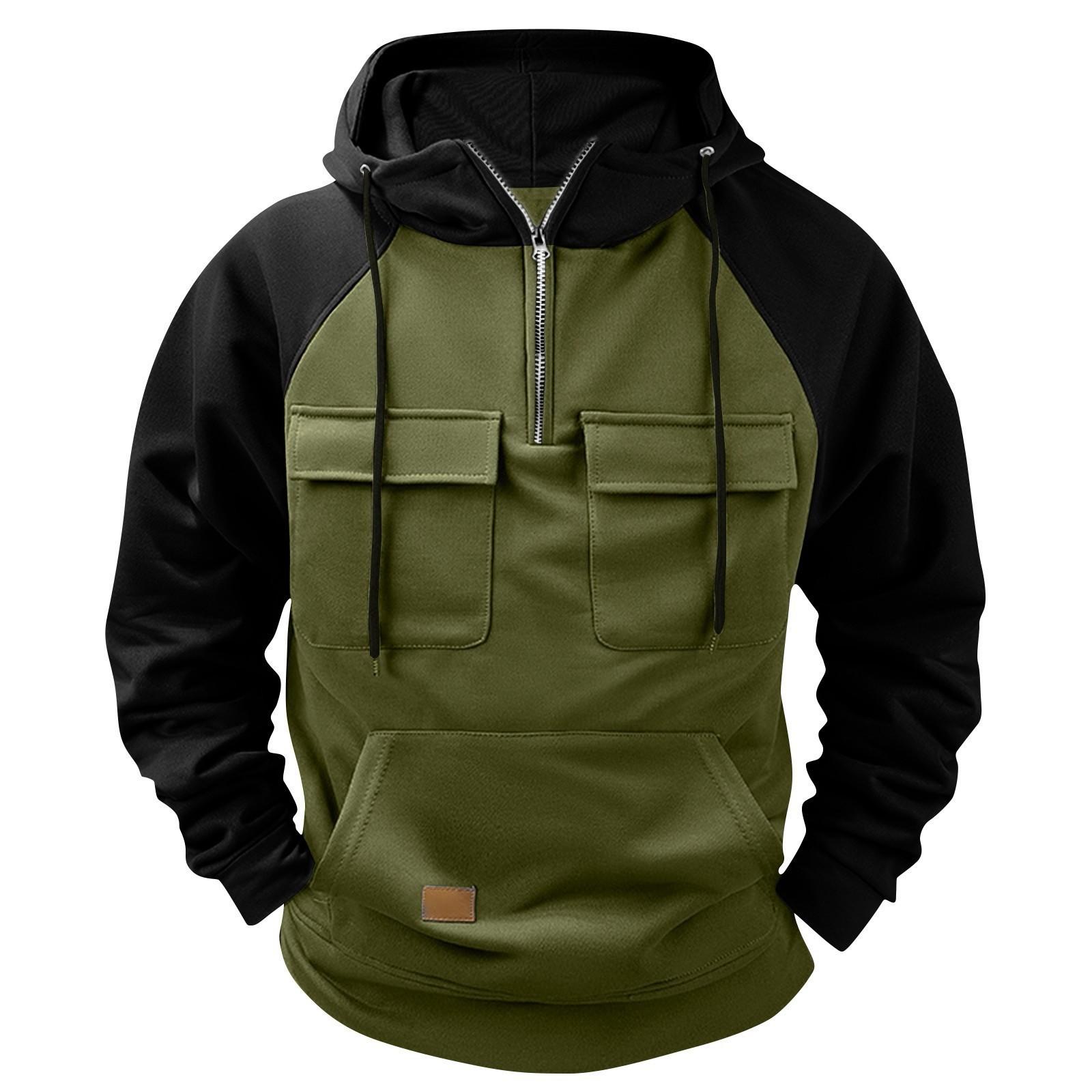 

Мужская модная повседневная толстовка с капюшоном и длинными рукавами в стиле колор-блок XXXL