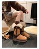 Thick Bottom Plush Winter Boots Women's Fleece Lined Long Tube Shoes Fashionable Buckle Warm Cotton Snow Boots Casual Style