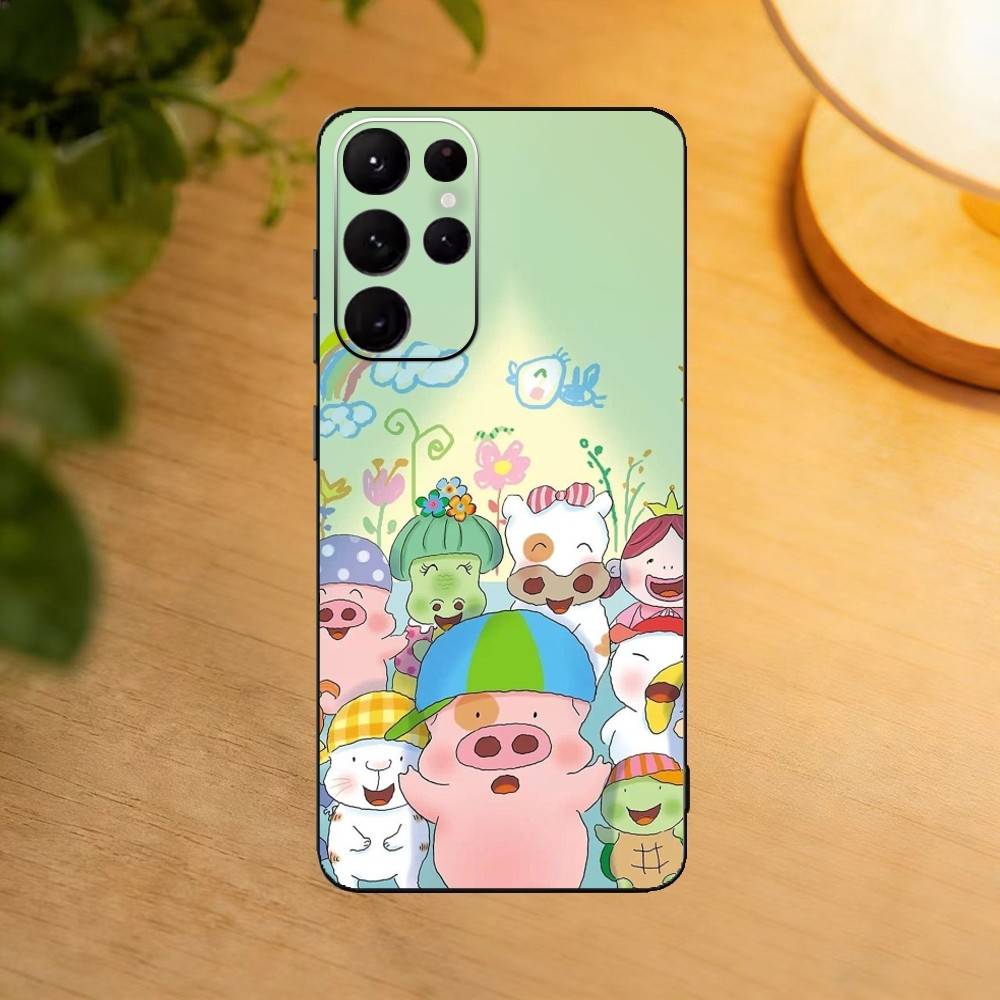 Cartoon Pig Mcdull Phone Case For Samsung S25,S24,S21,S22,S23,S30,Ultra,S20,Plus,Fe,Lite Black Shell Samsung S20lite