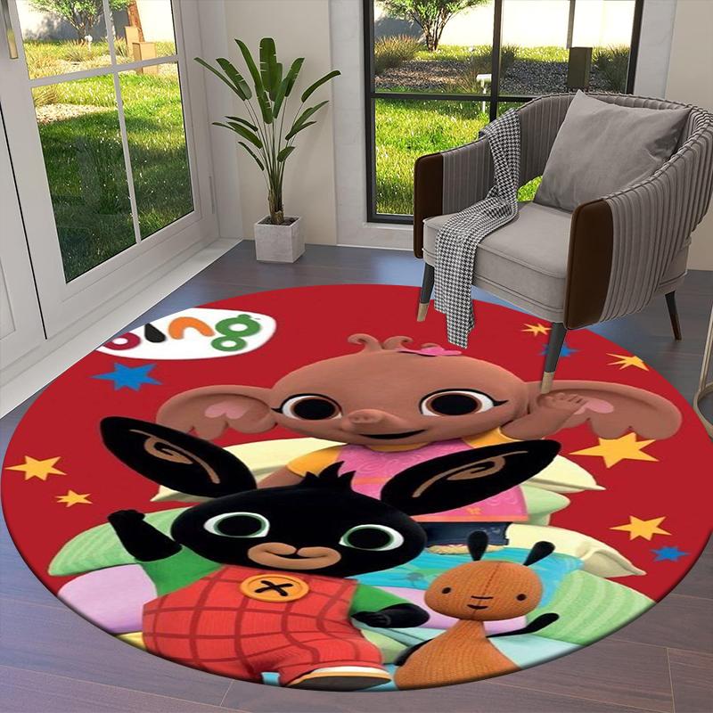 Bing Bunny Round Area Rug,Carpet Rug for Living Room Bedroom Sofa Playroom Decor,Non-slip Floor Mat37