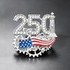 USA 250th Anniversary Commemorative Brooch Set Shiny Rhinestone American Flag Hypoallergenic for Sensitive Skin Daily Wear