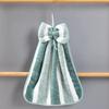 Super Absorbent Coral Fleece Hanging Hand Towel with Bow Knot - Soft Cleaning Cloth