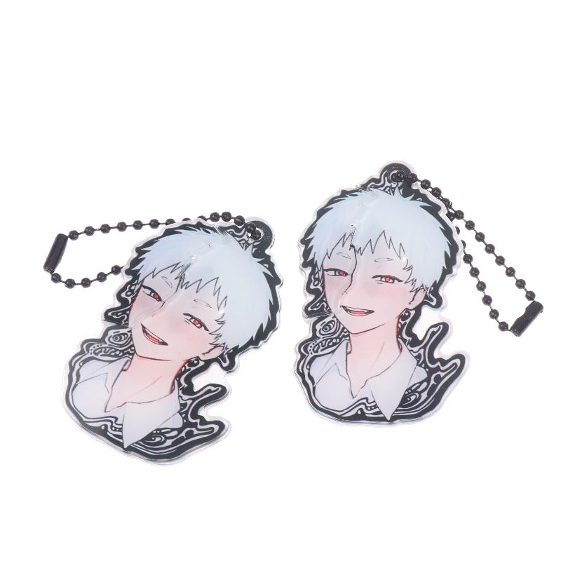 1/2Pcs The Summer Hikaru Died Tsuji Nakayoshi Keychain Anime Acrylic Pull-Out Tear Keyring Creative Key Holder Phone Pendant