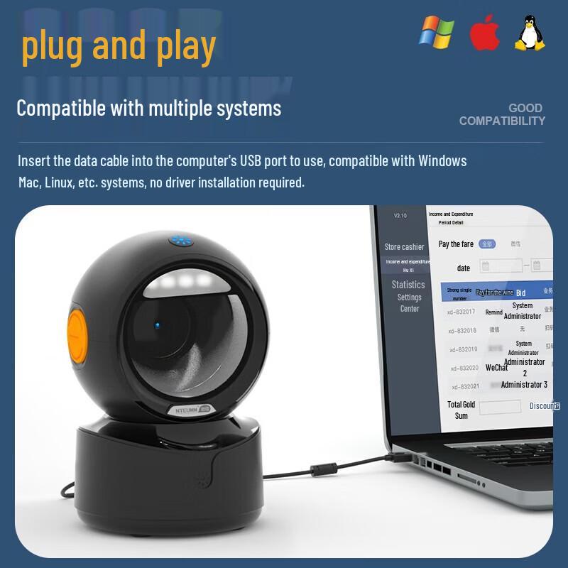 NTEUMM A5 Wired 2D Barcode & QR Code Scanner