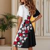 Women's Summer Classic Print Dress Casual Beach A-line V-neck Loose Sundress