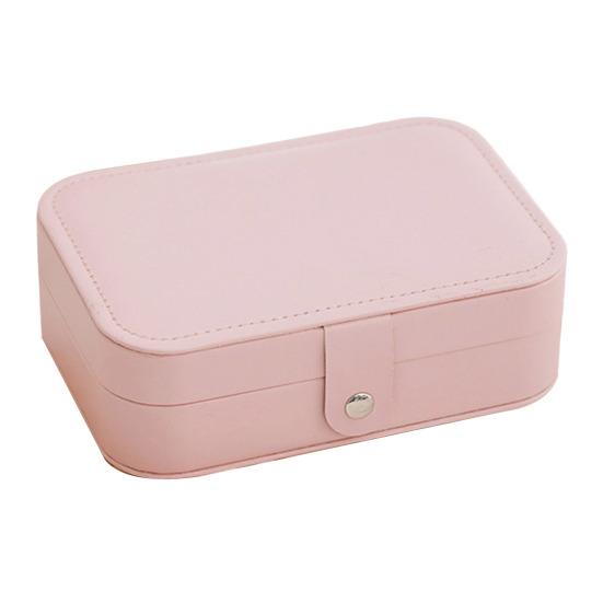 PU Leather Jewelry Box Lightweight Protective Jewelry Multi-Layer Organizer Compact Holder for Rings розовый