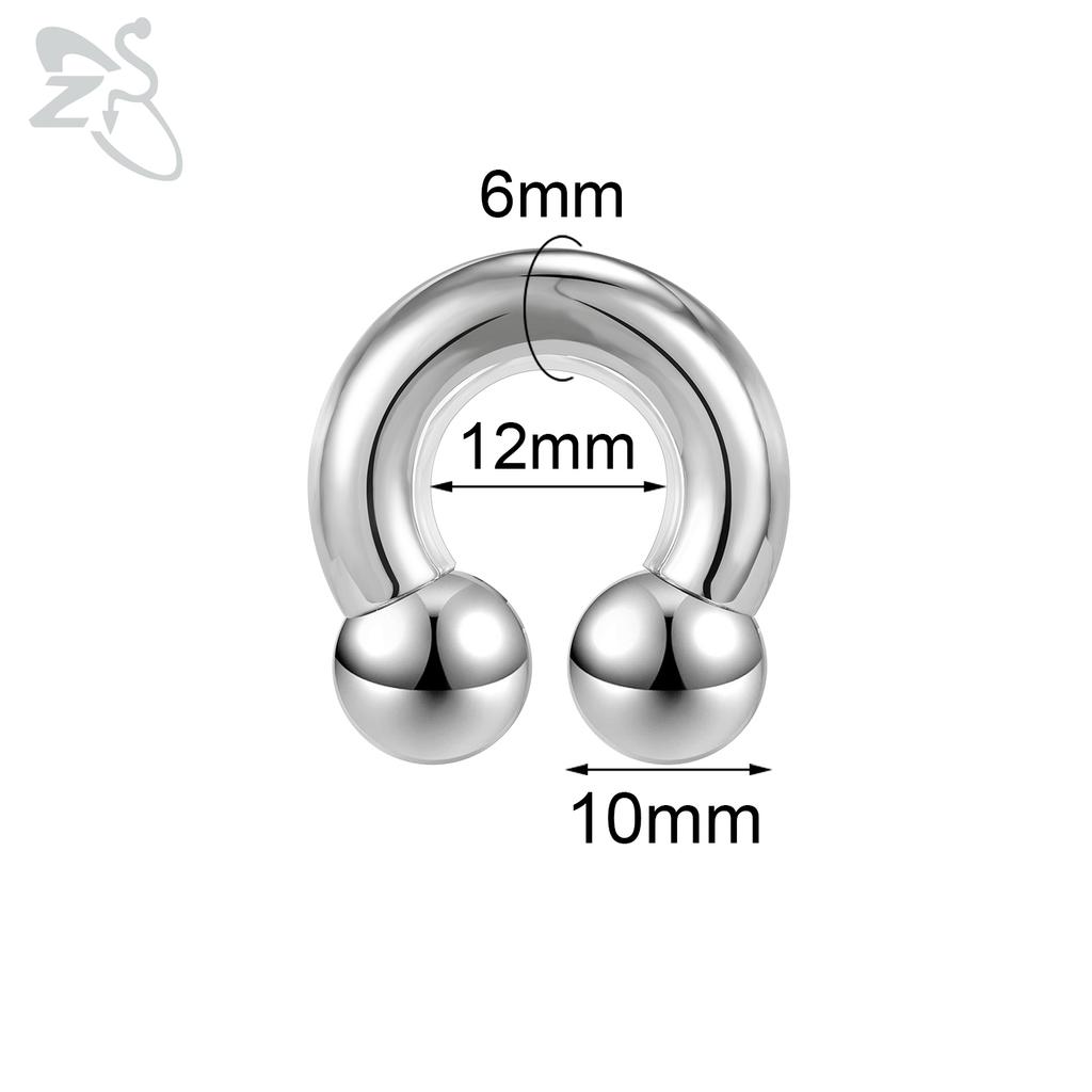 ZS 1 Piece 2/4/6/8G Stainelss Steel Horseshoe Nose Ring Men Internal Threaded Large Gauge Piercings Ear Expander Septum Piercing