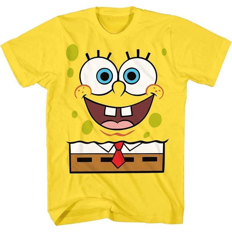 Summer New Cotton T-shirt Round Neck Couple s Short Sleeve Fun Pajama Pie Big Star SpongeBob SquarePants Cute Clothing S