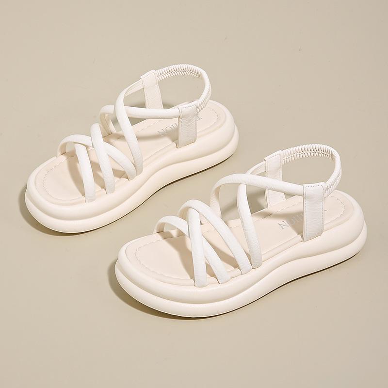

Summer new simple cross with open-toed student casual beach shoes platform sandals women 40