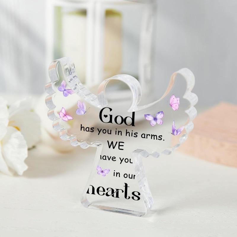 Ängel Akryl Minnesgåva Kondoleansgåva, Sorgegåva, Maskros Minne Sorggåvor för Förlust av Närstående, Sympatiskylt för Hem Vardagsrum Ta