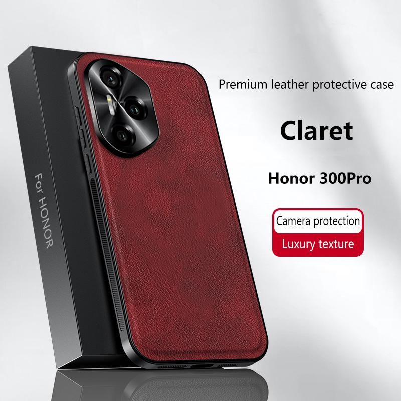 For Honor 300 Pro Case Magnetic Elegant Leather Wear-Resistant Lens Fully Covered Non-Slip Grip Edge Cover Shell