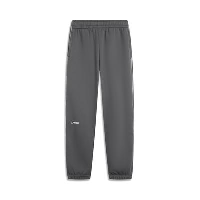 Li Ning Sports Lifestyle Serie Buchstaben Farbblock Mittelhoch Atmungsaktiv Vielseitig Locker Geschnitten Strick-Sporthose mit Bündchen Herren Unterteile Anthrazitgrau AKLV995-5