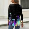 Women's T Shirt Christmas Print Button 3/4 Sleeve Daily Weekend Fashion Basic V- Neck Regular Top