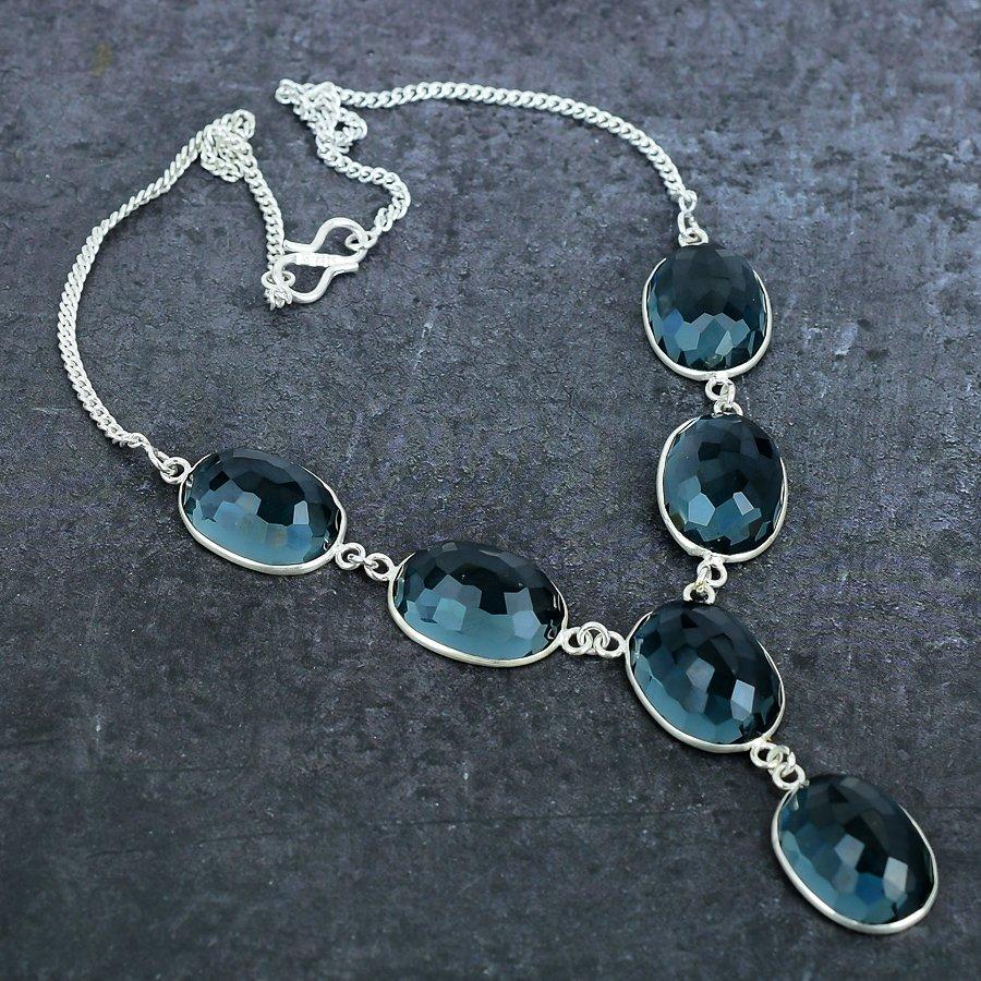 Iolith Quarz Edelstein 925 Sterling Silber Schmuck Halskette 18"