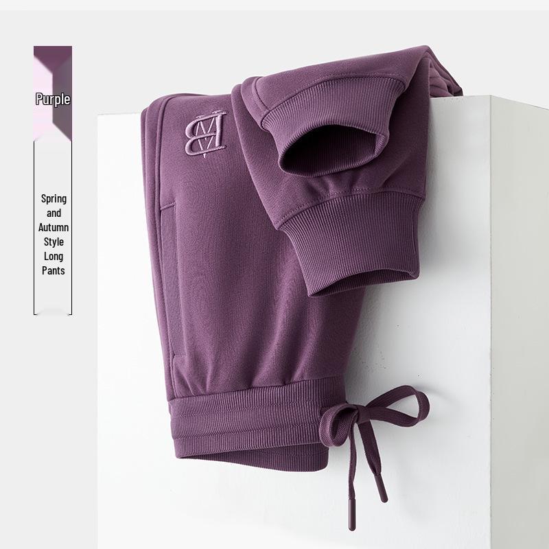 GAGN Women's High Waist Purple Straight-Leg Casual Pants – Simple, Loose, and Versatile.