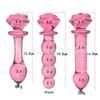 Transparent Pink Rose Glass Butt Plug for Men & Women Anal Massage
