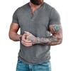 Herren Sommer Einfarbig Kurzarm Henley T-Shirt, Europäisch Amerikanisch Rundhals Pullover Knopf Lässig T-Shirt