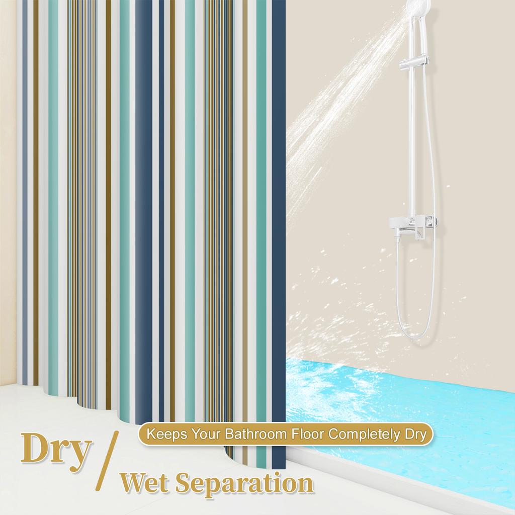 1pc  romantic stripes Artwork Geometric Shower Curtain Waterproof PEVA Modern Minimalist Bathroom Decor